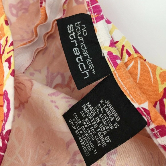 No Boundaries Floral Print Strapless Dress Extra Large Orange Pink Stretch XL - Picture 4 of 7